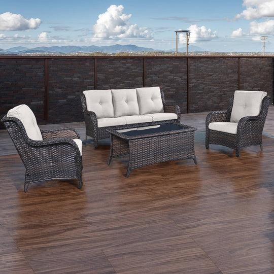 4-Piece Outdoor Sofa Patio Chair with Coffee Table