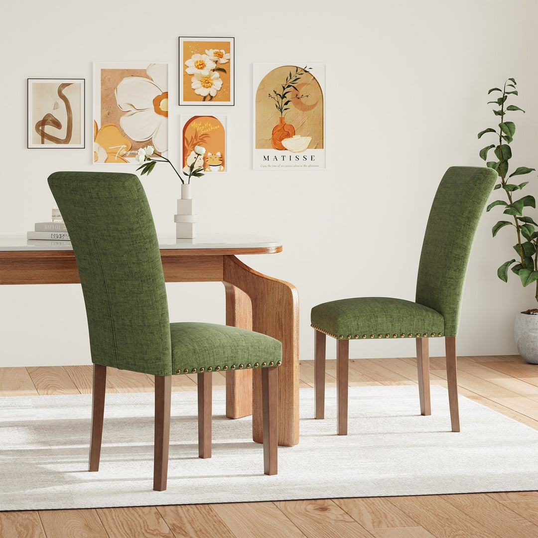 RENEWLINE Dining Chairs, Fabric with Nailhead Trim and Wood Legs
