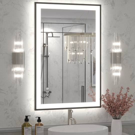 Extra Large Black Frame LED Bathroom Vanity Mirror with 3 Years Warranty and UL Certified