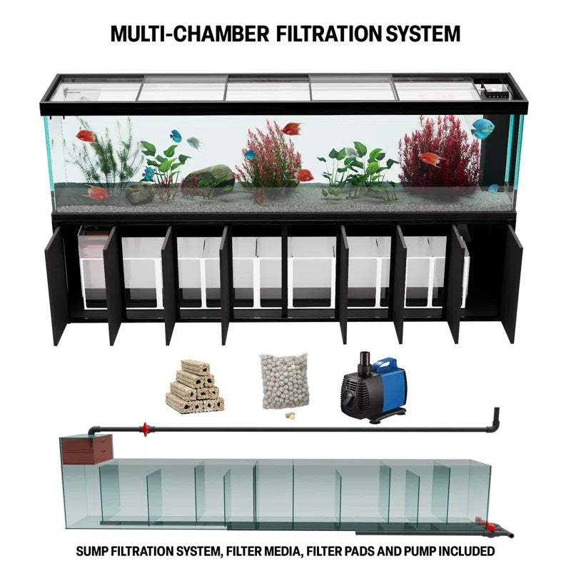 600 Gallon Tempered Glass Aquarium Black