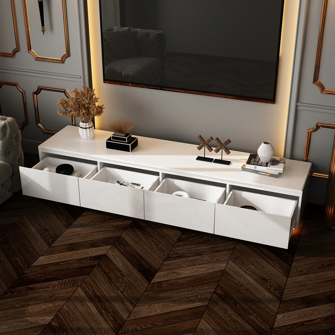Chic Led-Lit Media Console for Stylish Homes Entertainmnet Center - 70.9"