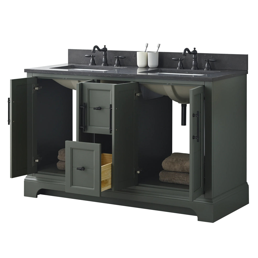 54" Double Sink Bathroom Vanity with Top & Backsplash