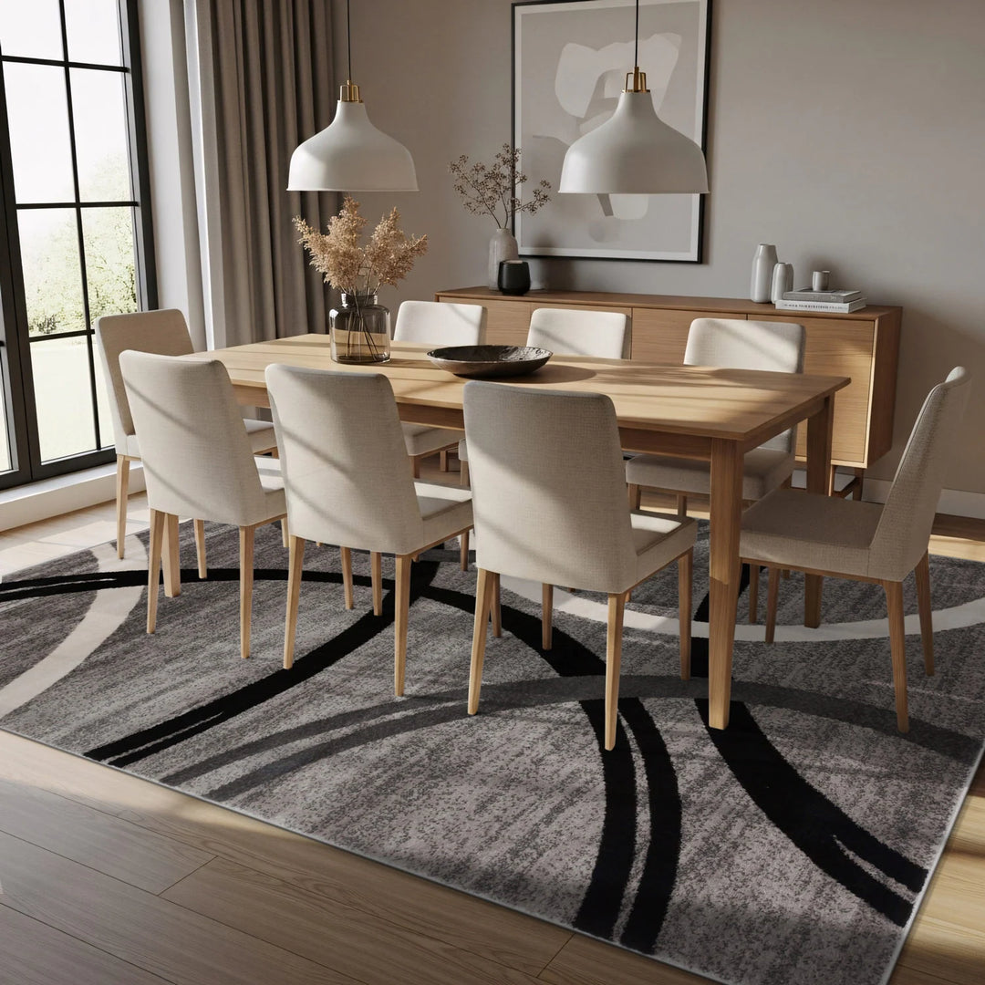 Contemporary Abstract Circles Design Area Rug