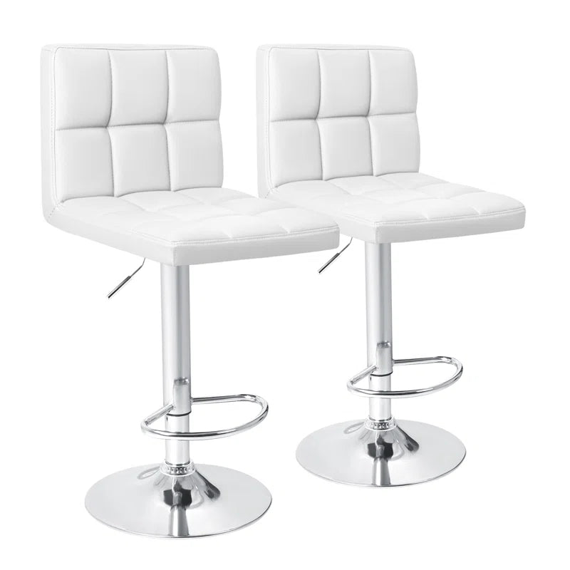 Swivel Upholstered Adjustable Height Counter Stool with Metal Frame