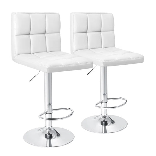 Swivel Upholstered Adjustable Height Counter Stool with Metal Frame
