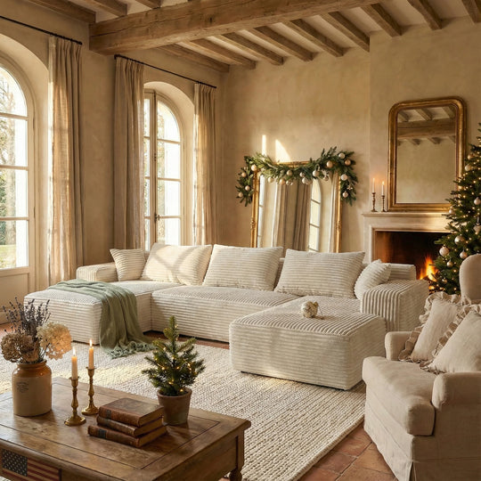 Oversized Modular Sectional Sofa, No Assembly Required, Corduroy Fabric, Deep Seat Cloud Couch with Chaise Foam Sofa