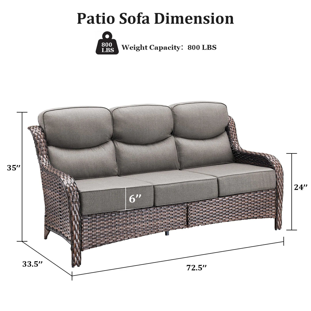 Outdoor Patio Sofa Swivel Chair with 6-Inch Thick Cushions Set