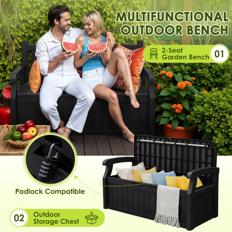 80 Gallon Storage Bench for Patio Furniture, Porch Decor and Outdoor Seating