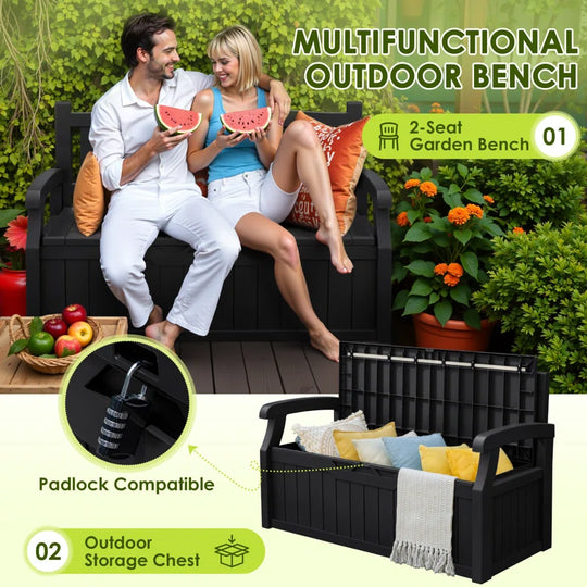 80 Gallon Storage Bench for Patio Furniture, Porch Decor and Outdoor Seating