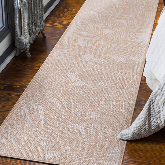 Contemporary Palm Leaf Textured Flat Weave Indoor/Outdoor Area Rug