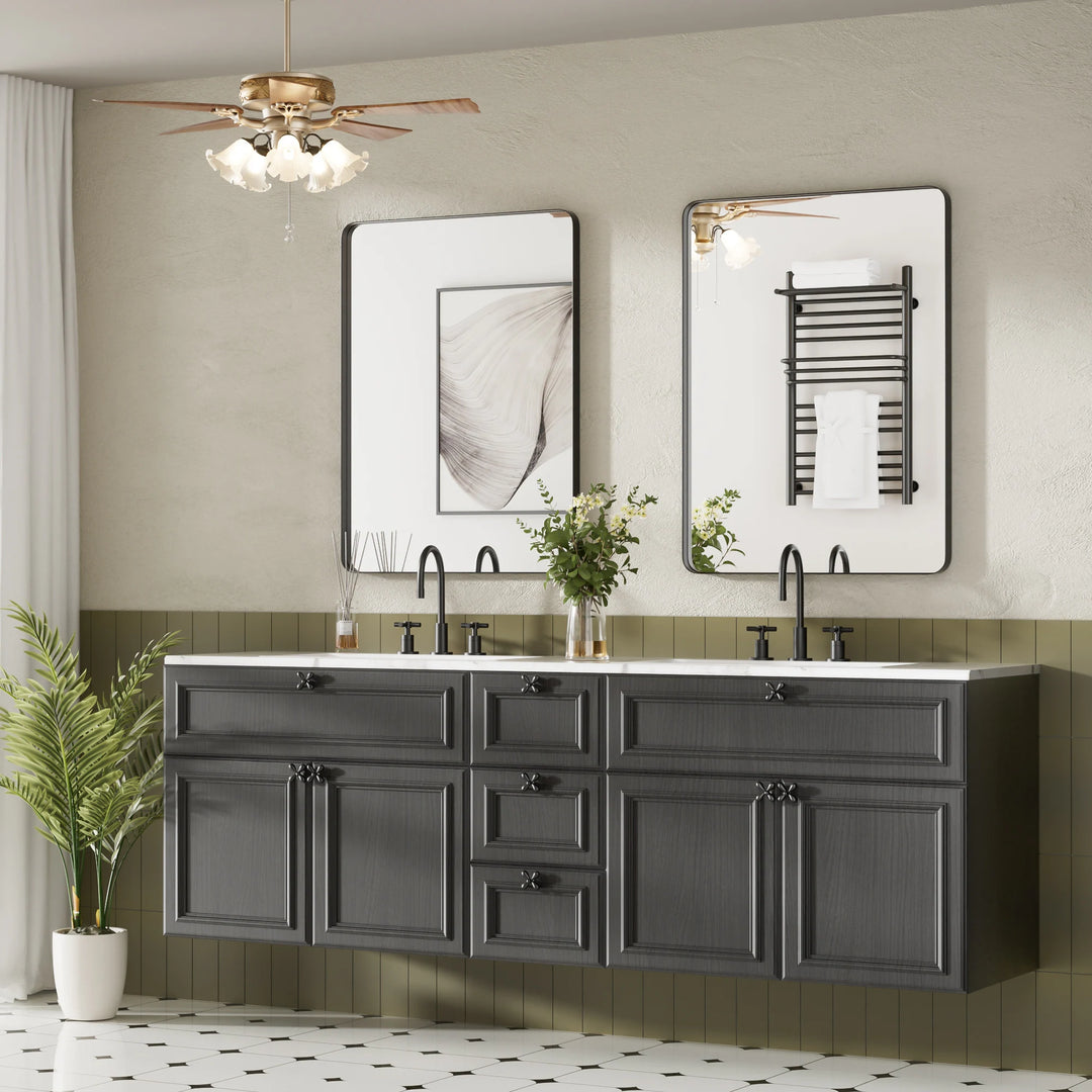 Modern Rounded Rectangle Metal Frame Wall Mirror