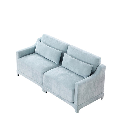 Modern Chenille 4-Seater Sofa with 2 Ottoman, Lumbar Cushions, Ergonomic Backrest, High-Resilience Spongeand Tufted Armrests