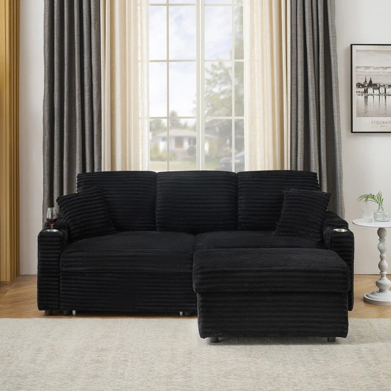 80" Cordylona Sofa, Cup Holder, Ottoman Storage