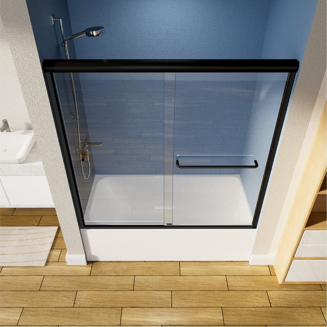 55-59" W X 56" H Bath Tub Semi-Frameless Sliding Shower Door