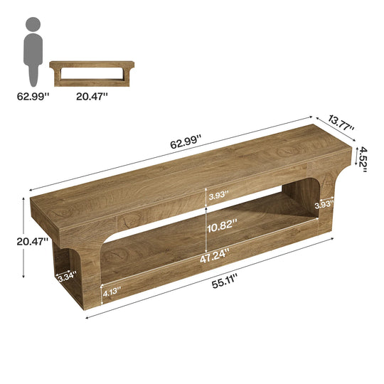 63 Inch Long TV Stand for 55/60/65/75-Inch Tvs, 2-Tier TV Console - 13.77" D X 63" W X 20.47" H