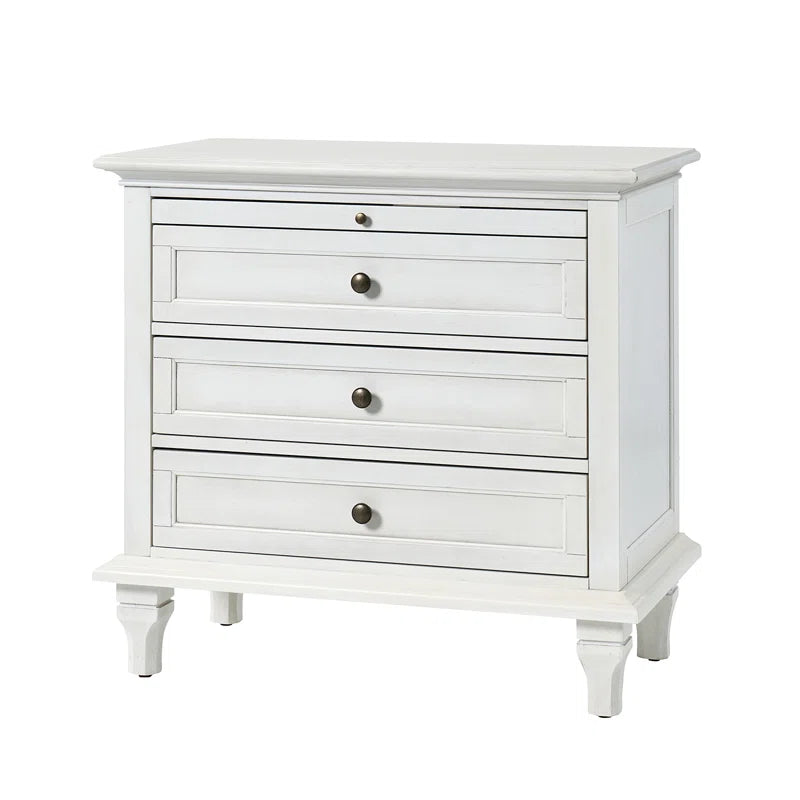 Arthelia Traditional 28.37''W 3-Drawer End Table with Charging Station and Pull-Out Shelf