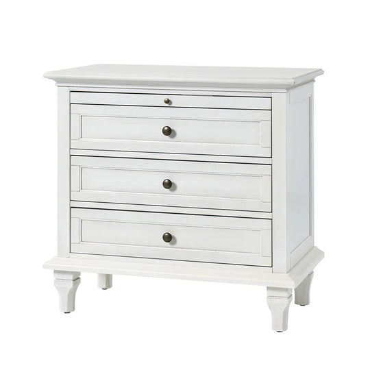 Arthelia Traditional 28.37''W 3-Drawer End Table with Charging Station and Pull-Out Shelf