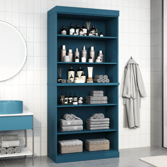 100% Solid Wood Bathroom & Laundry Storage Cabinet, Raised Panel Doors, Adjustable Shelves, 32" Wide, 71.5" Tall