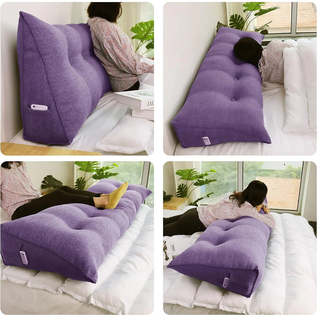 Bed Rest Wedge Reading Pillow Headboard Back Support Cushion