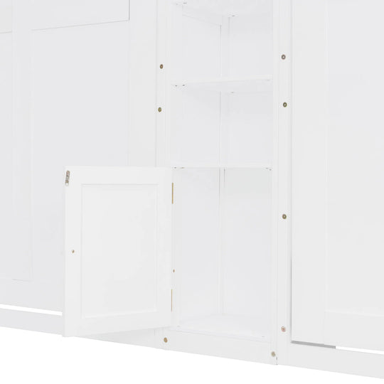 Dual Twin Size Wall Murphy Beds with Cabinets and Shelves, Space-Saving Design