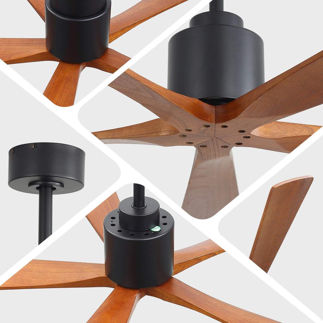 Sofucor 42"/48"/ 52"/60"Noiseless Walnut Wood Ceiling Fan with Remote Control, Integrated Light Optional