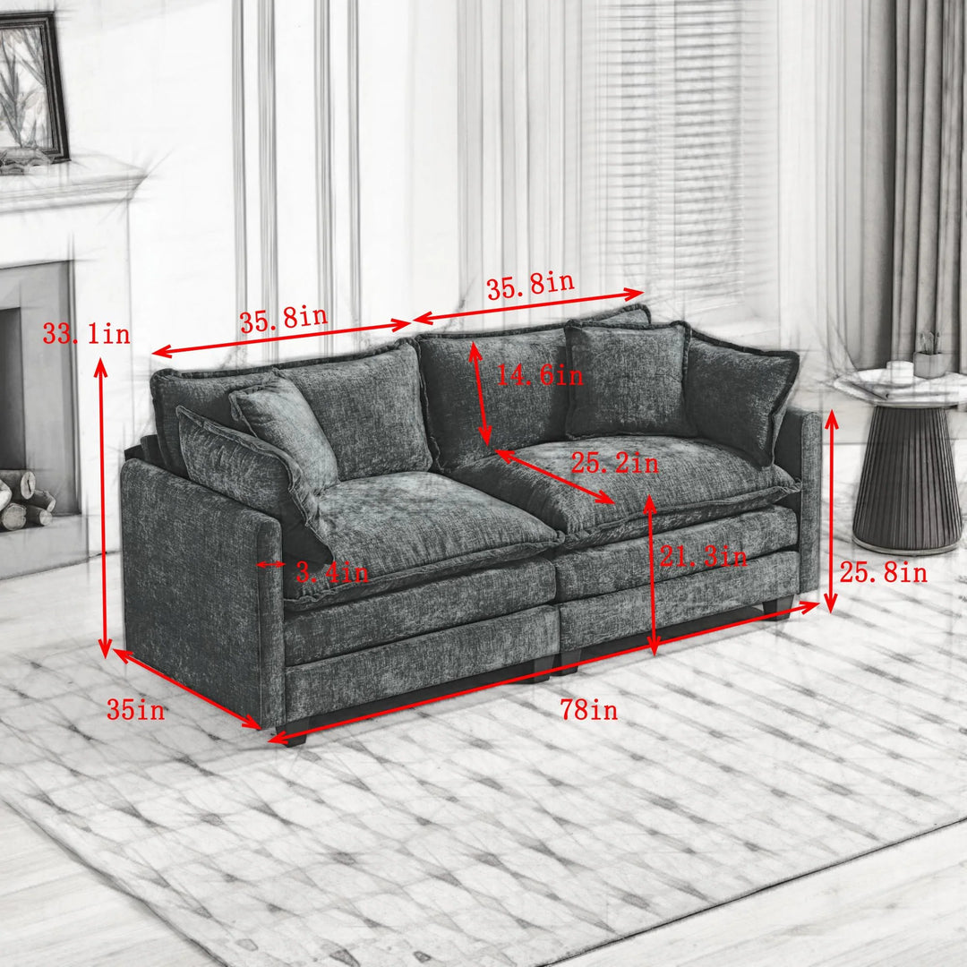 Cloud Sofa Loveseat,Modern Sectional Couch,Comfy Double Layer Upholstered Seat Cushion