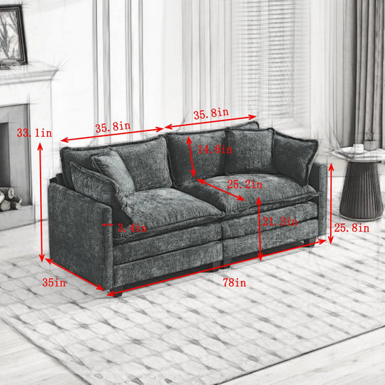 Cloud Sofa Loveseat,Modern Sectional Couch,Comfy Double Layer Upholstered Seat Cushion