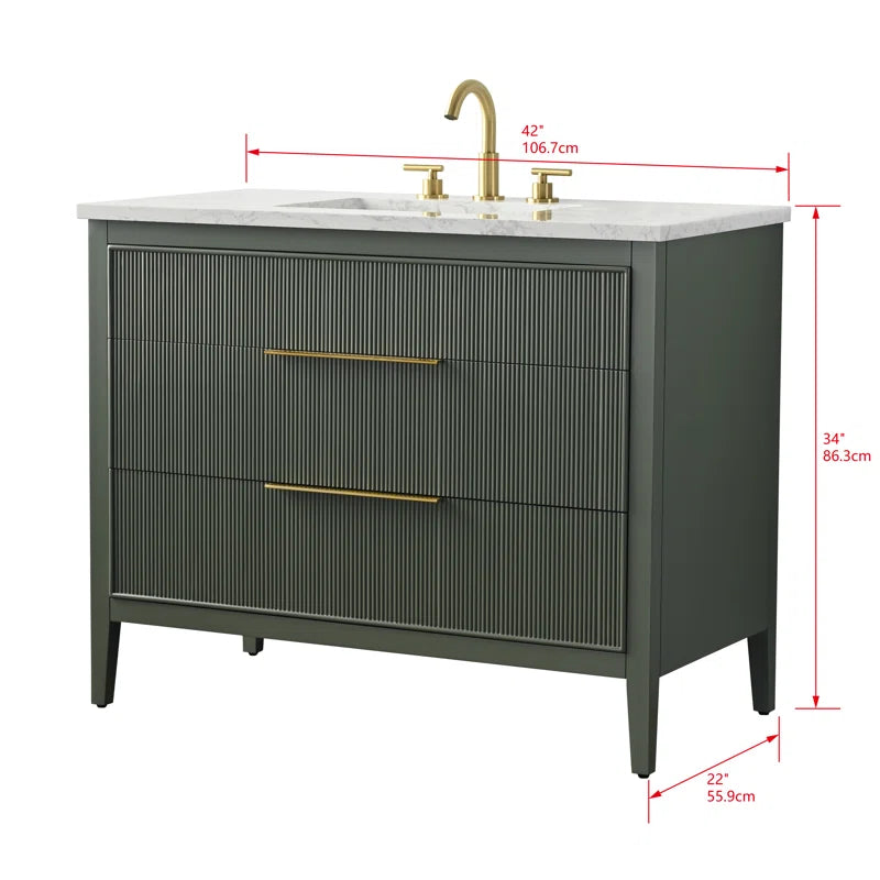 Bilroy Egremt 42'' Single Bathroom Vanity with Engineered Stone Top