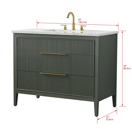 Bilroy Egremt 42'' Single Bathroom Vanity with Engineered Stone Top