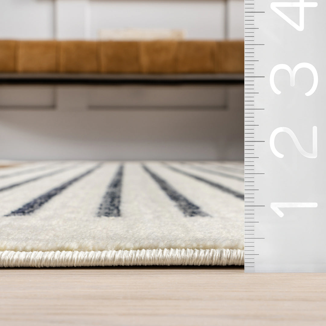 Keeva Modern Striped Fringe Area Rug