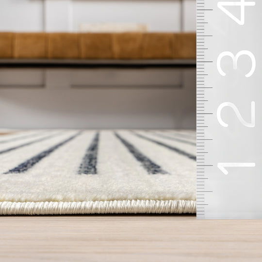 Keeva Modern Striped Fringe Area Rug