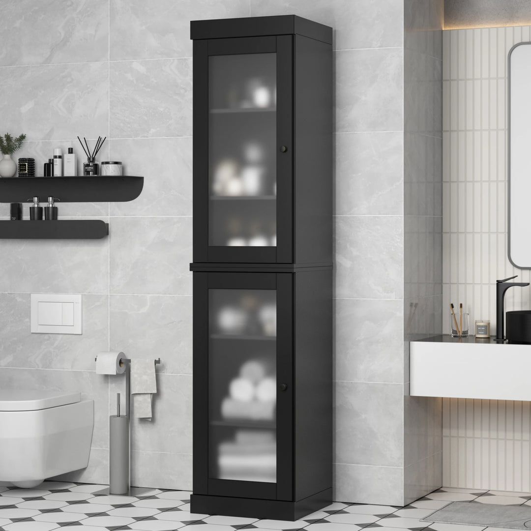 100% Solid Wood Bathroom Storage Cabinet, Adjustable Shelves, 16.5" Wide, 35.75" Tall