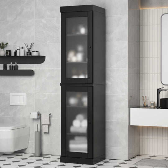 100% Solid Wood Bathroom Storage Cabinet, Adjustable Shelves, 16.5" Wide, 35.75" Tall