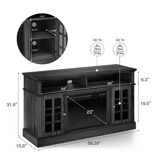 Anias TV Stand with Electric Fireplace Included