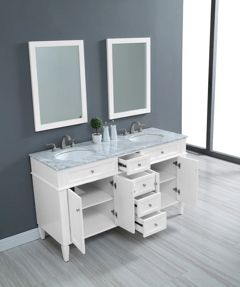 Rivers 60'' Double Bathroom Vanity with Marble Top