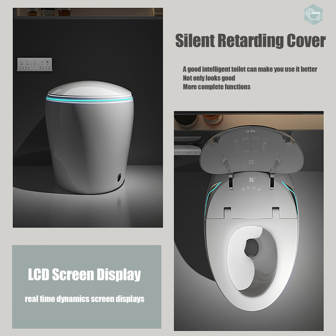 Smart Toilet Bidet with Built-In Tank Auto Open Lid Soft-Closing Heat Seat Auto/Blackout Flush