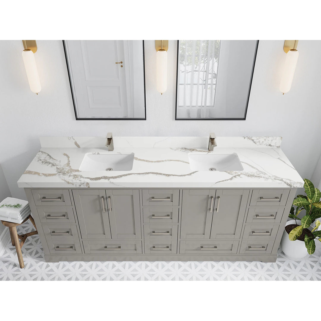 Willow Collection 84 in W X 22 in D X 36 in H Boston Double Bowl Sink Bathroom Vanity with Countertop
