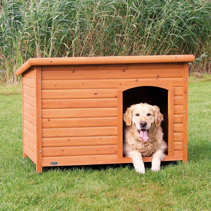 Natura Classic Dog House, Flat Hinged Roof, Adjustable Legs, Elevated Pet Shelter
