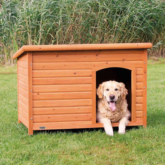 Natura Classic Dog House, Flat Hinged Roof, Adjustable Legs, Elevated Pet Shelter