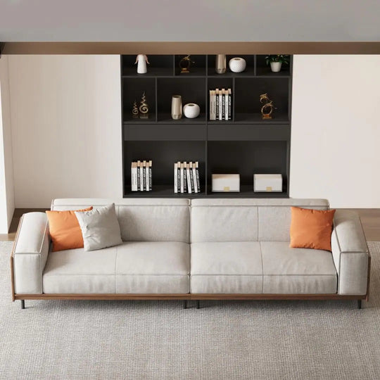 111.81 Inch Versatile Solid Wood Compressible Sponge Sofa for Modern Living 4 Seat