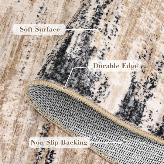 Washable Area Rugs for Living Room Modern Abstract Rug Non Slip Non Shedding Stain Resistant Carpet