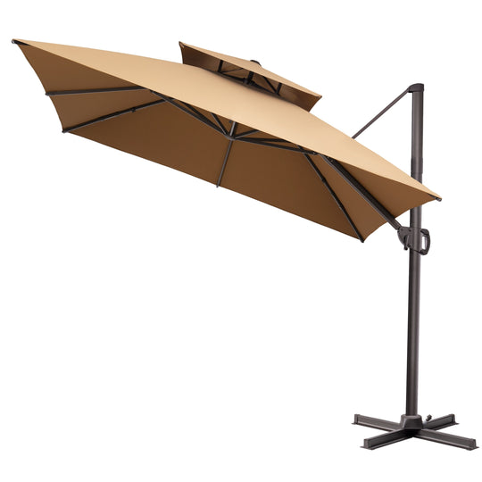 11 X 11 FT Outdoor Square Patio Cantilever Offset Umbrella with Crank and 360 Degrees Rotation