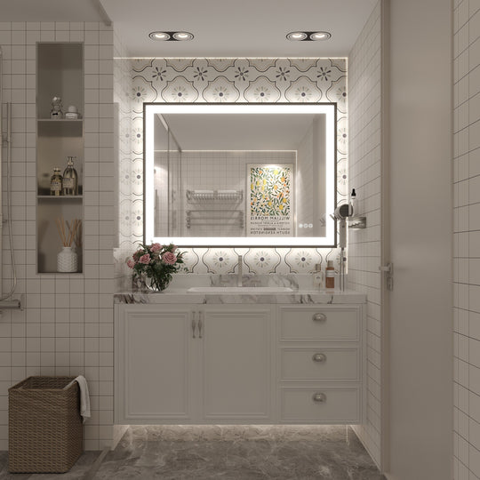 Extra Large Black Frame LED Bathroom Vanity Mirror with 3 Years Warranty and UL Certified