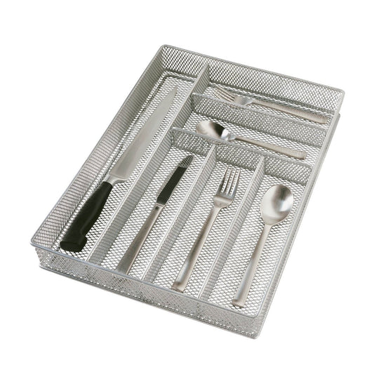 Silver Mesh Cutlery and Flatware Organizer a Stylish and Functional Addition to Your Kitchen