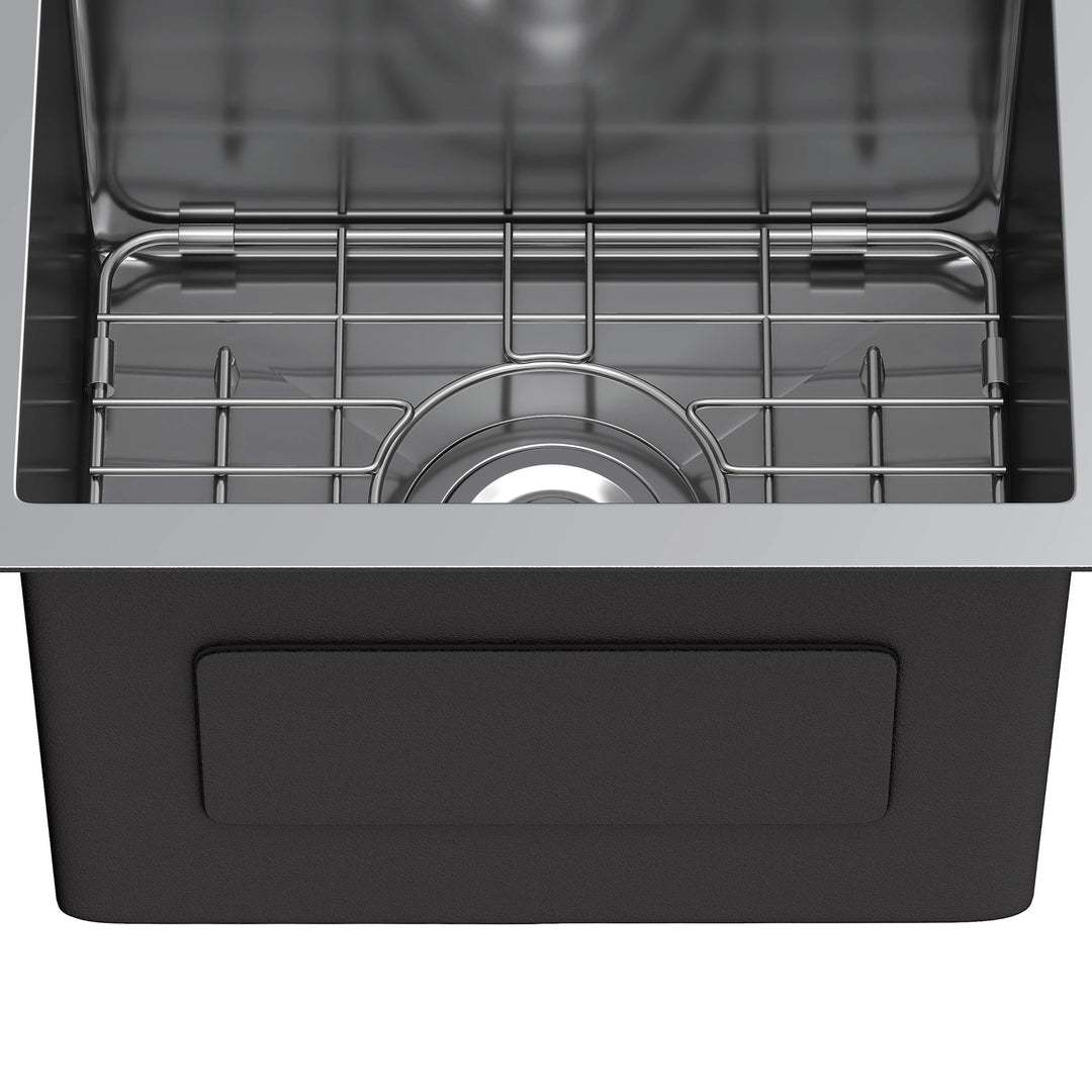 33 Inch Drop in Kitchen Sink Top Mount Stainless Steel Black Sink W/Sink Protector Single Bowl Drop-In Sink for Workstation