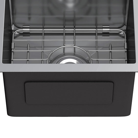 33 Inch Drop in Kitchen Sink Top Mount Stainless Steel Black Sink W/Sink Protector Single Bowl Drop-In Sink for Workstation