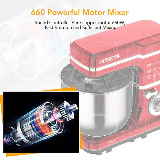 7.5 Quarts 10 Speed Tilt Head Kitchen Stand Mixer