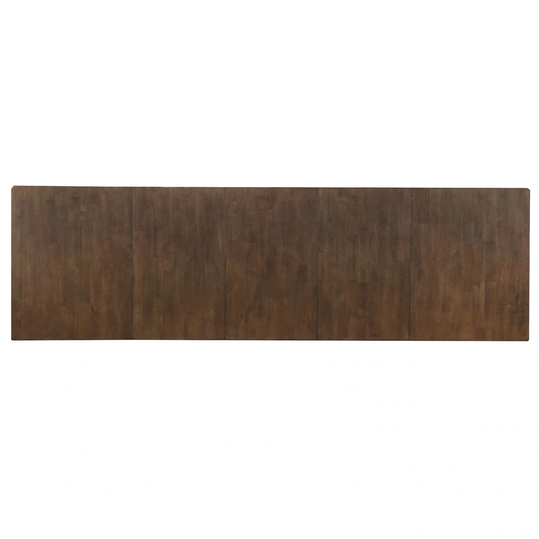 Extendable Dining Table Set for 12 - 9 Piece Rectangular Table & Chair Set - Amish Brown Finish