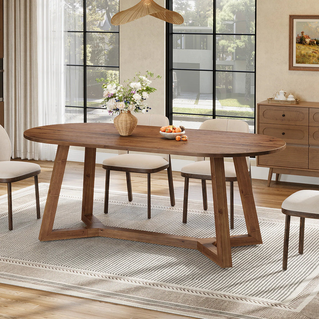 Solid Wood Dining Table, Kitchen Table, Living Room Office Accent Dining Table Gathering Table
