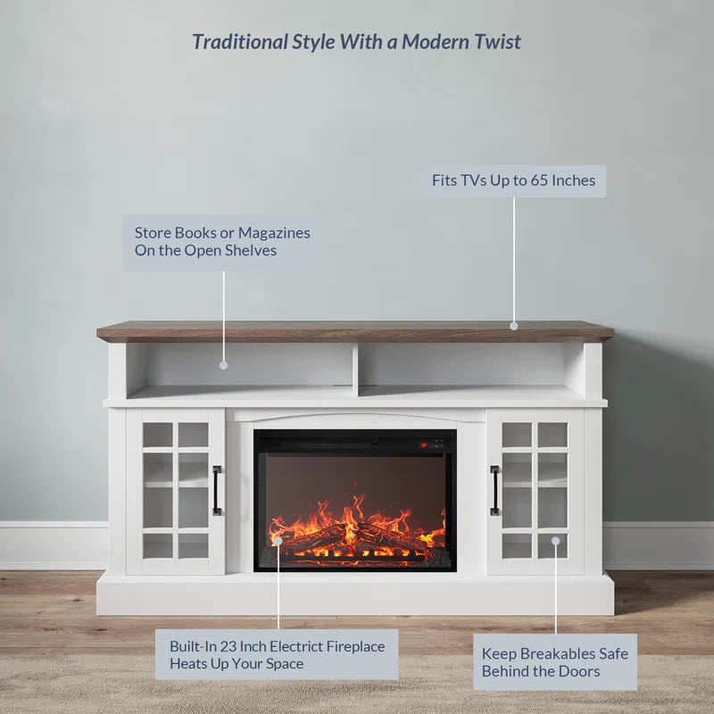 Kehaulani 65" Media Console TV Stands with Electric Fireplace